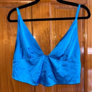 Garage Blue Women's Satin Crop Top